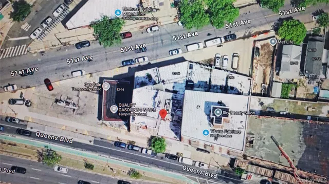 an aerial view of a large building