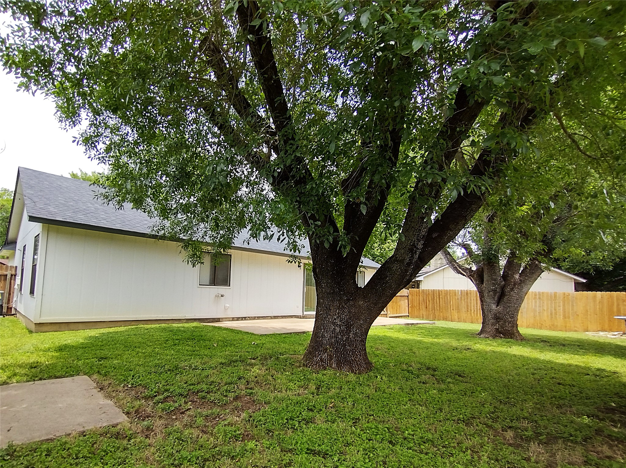 1813 Laurel Path Round Rock, TX 78664 - Photo 33 of 35 A verdant lawn framed by mature trees provides a peaceful outdoor setting next to a home with a private patio.