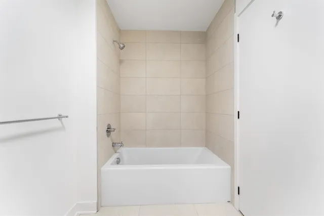 a bathroom with a bathtub