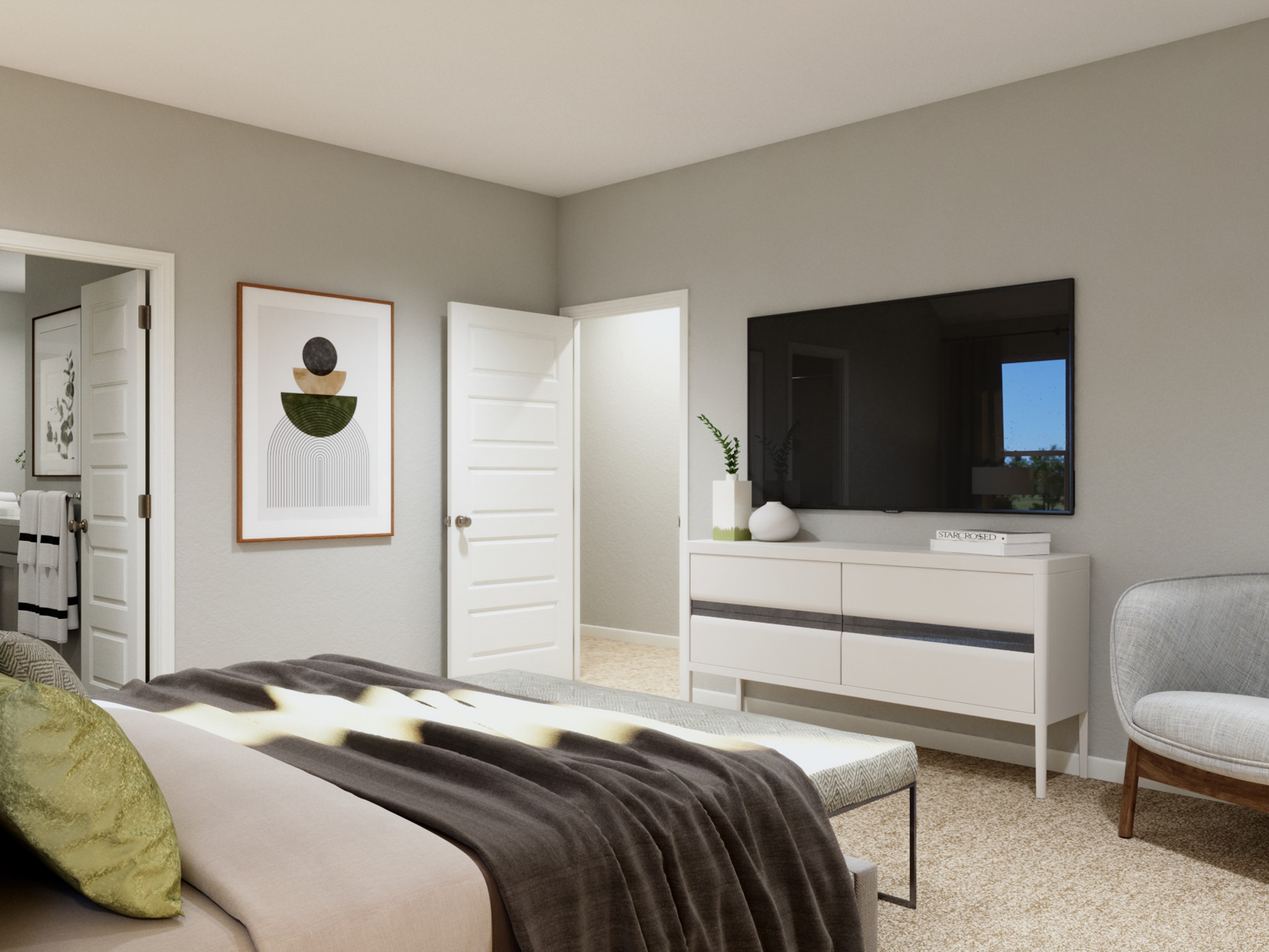 622 Pine View Circle Montgomery, TX 77356 - Photo 19 of 29 a bedroom with a bed and a flat screen tv