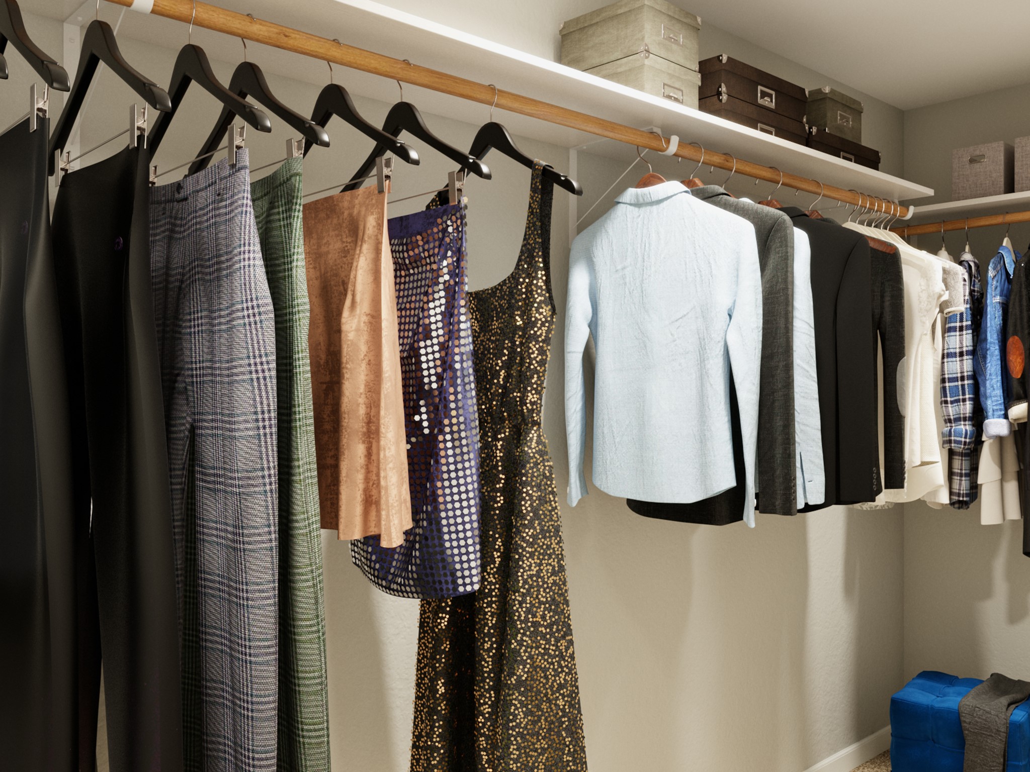 622 Pine View Circle Montgomery, TX 77356 - Photo 22 of 29 a view of walk in closet with clothes and shoes