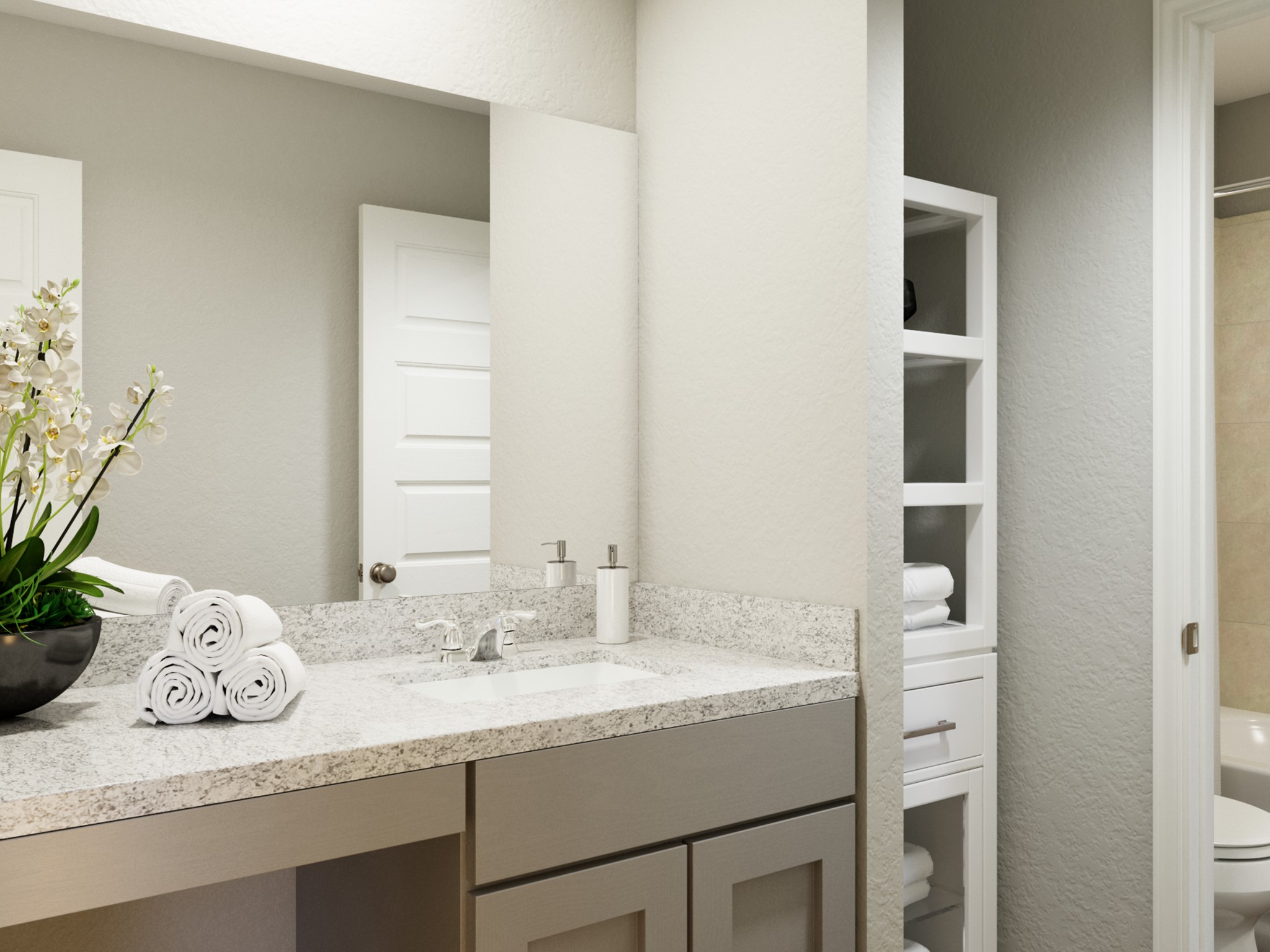 622 Pine View Circle Montgomery, TX 77356 - Photo 26 of 29 a bathroom with a granite countertop sink and a mirror