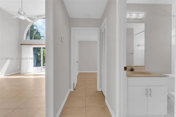 a view of a closet from a hallway
