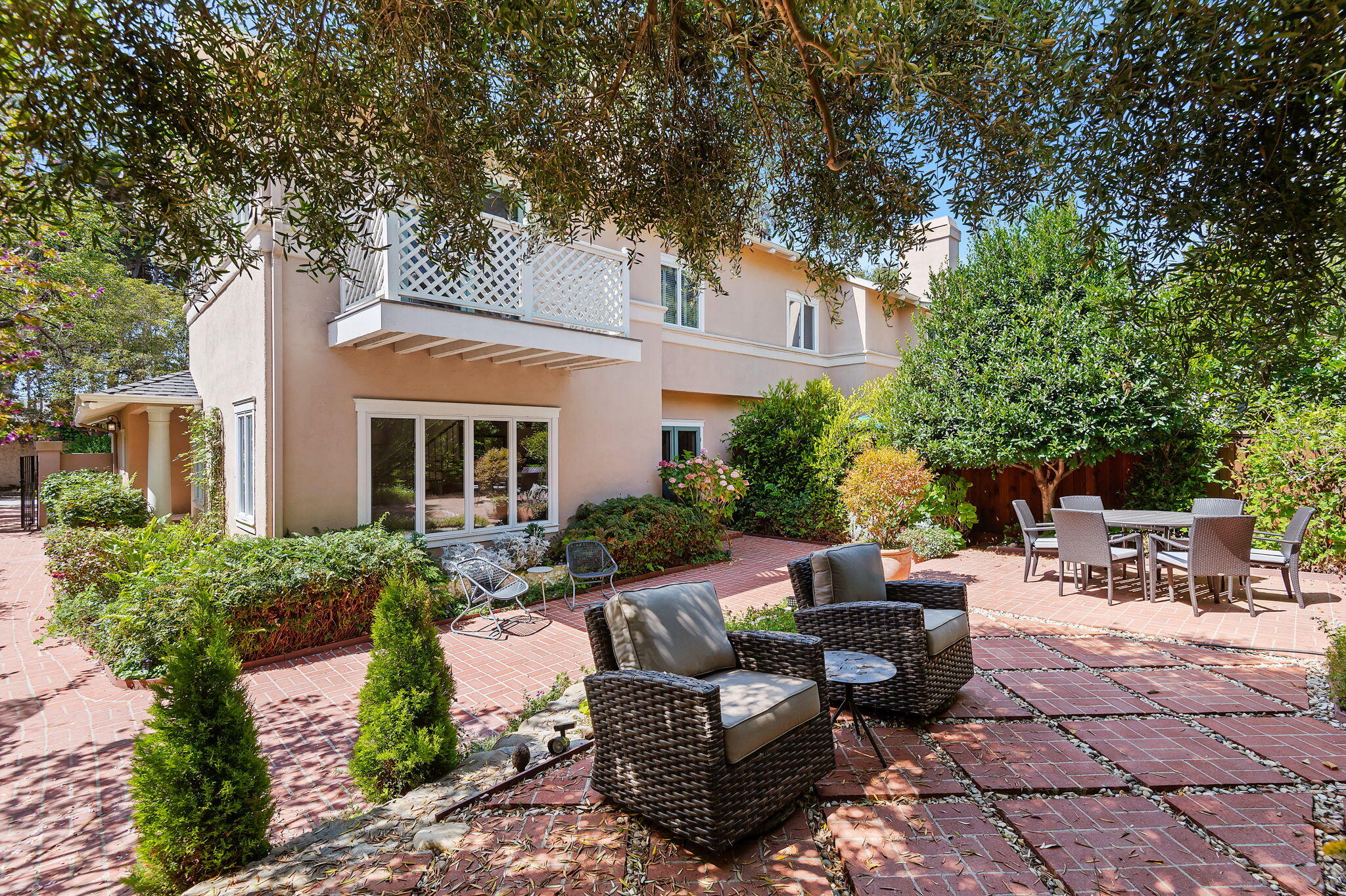 56 Olive Mill Road Santa Barbara, CA 93108 - Photo 16 of 28 a view of backyard with outdoor seating and trees