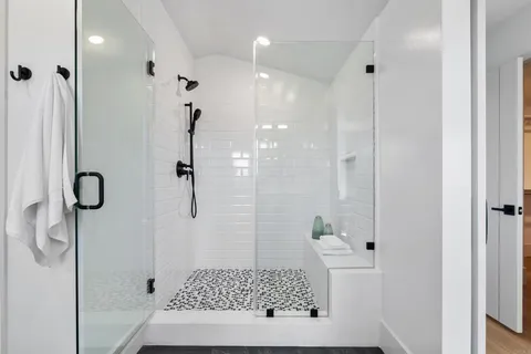 a bathroom with a shower