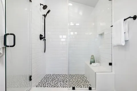 a bathroom with a shower