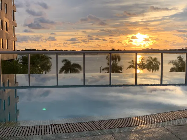 a view of a terrace with city view