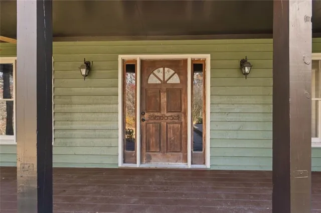 a view of wooden door