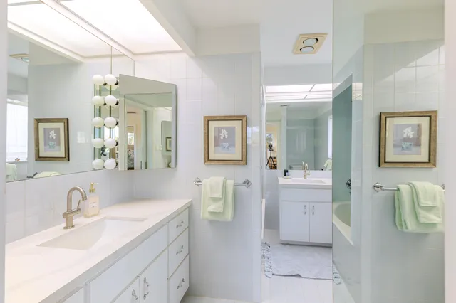 a view of a terrace with sky view