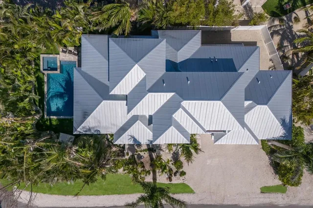 an aerial view of a house