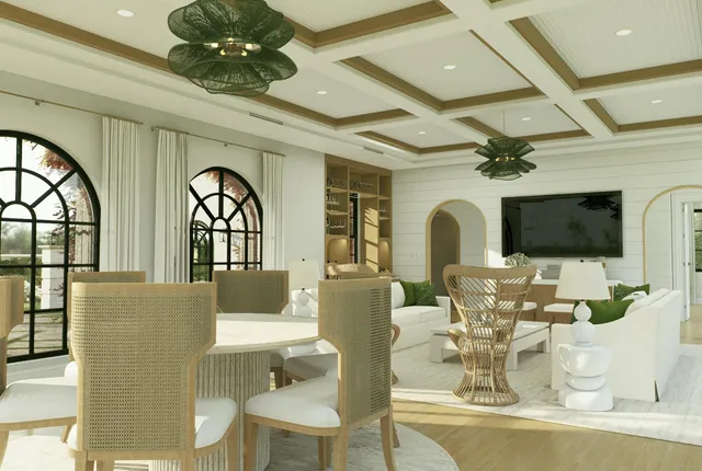 a living room with fireplace furniture and a chandelier