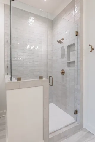a bathroom with a shower