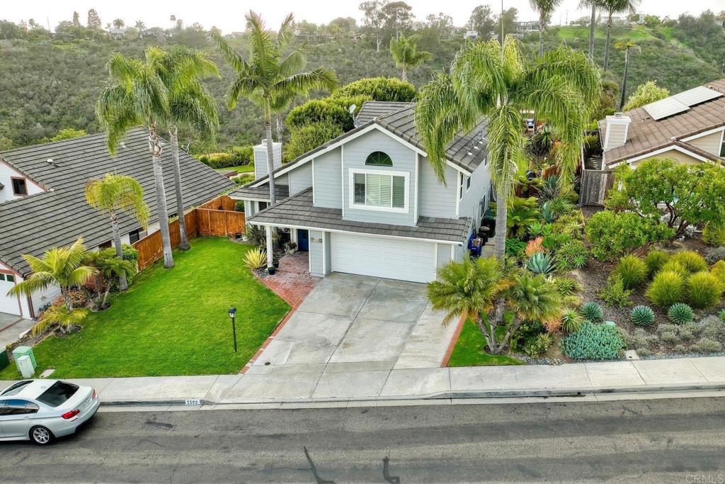 1592 Hawk View Drive Encinitas, CA 92024 - Photo 44 of 55 an aerial view of a house with a yard and potted plants