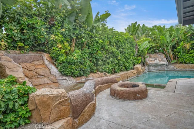 a outdoor view with a seating space