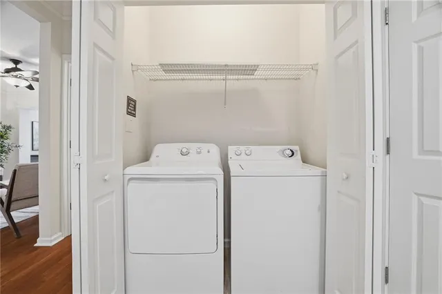 a utility room with dryer and washer