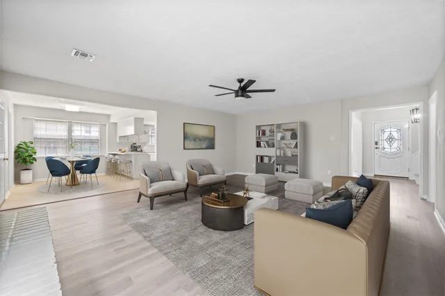 a living room with furniture