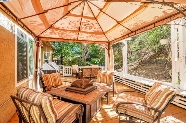 a view of an outdoor sitting area