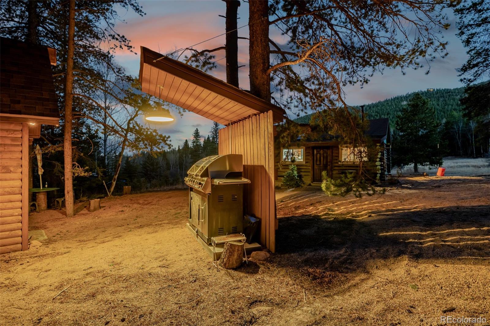 9719 Beaver Pond Conifer, CO 80433 - Photo 28 of 50 a view of a patio with a table chairs and a floor to ceiling window
