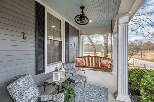 a front view of a house with porch