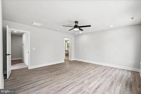 a view of an empty walk in closet