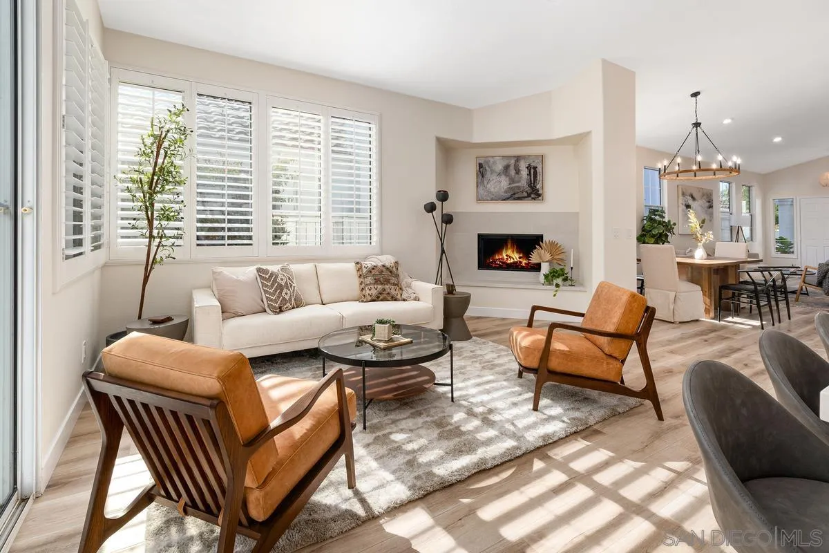 6027 Dassia Way Oceanside, CA 92056 - Photo 15 of 45 a living room with fireplace furniture and a large window