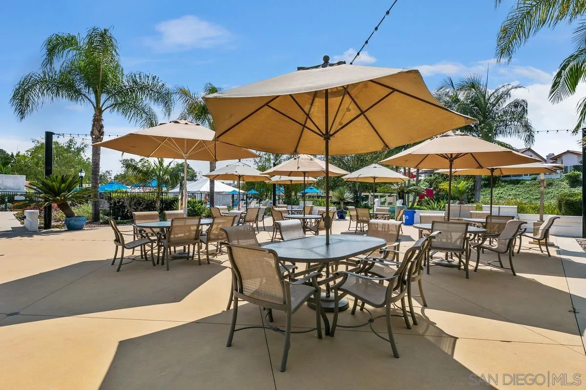 6027 Dassia Way Oceanside, CA 92056 - Photo 39 of 45 a view of patio with chairs and table under an umbrella