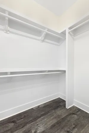 a view of an empty walk in closet