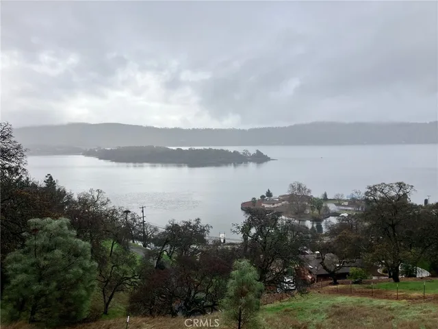 a view of a lake and mountain in the back