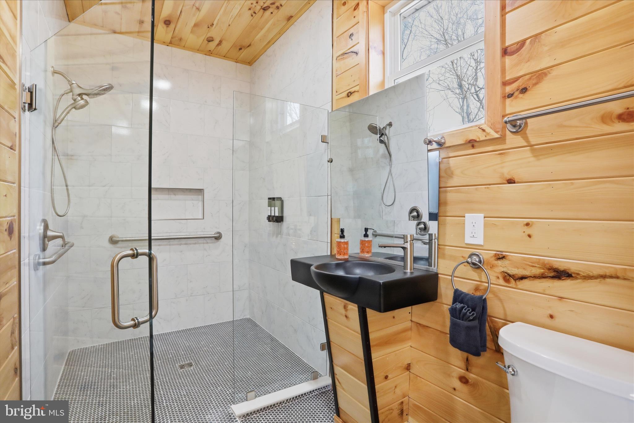432 Lost Point Lane Berkeley Springs, WV 25411 - Photo 19 of 38 Roll in tiled shower with upgraded shower doors