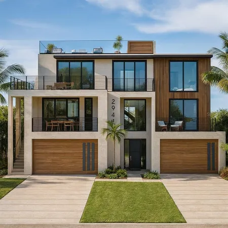 a front view of a house with garden