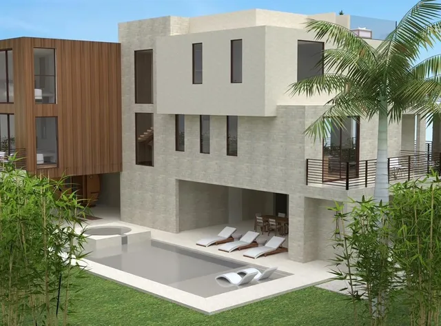 a front view of a house with patio