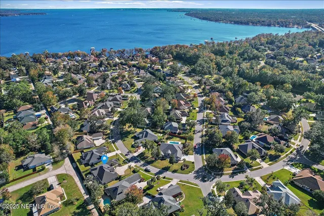 an aerial view of a house