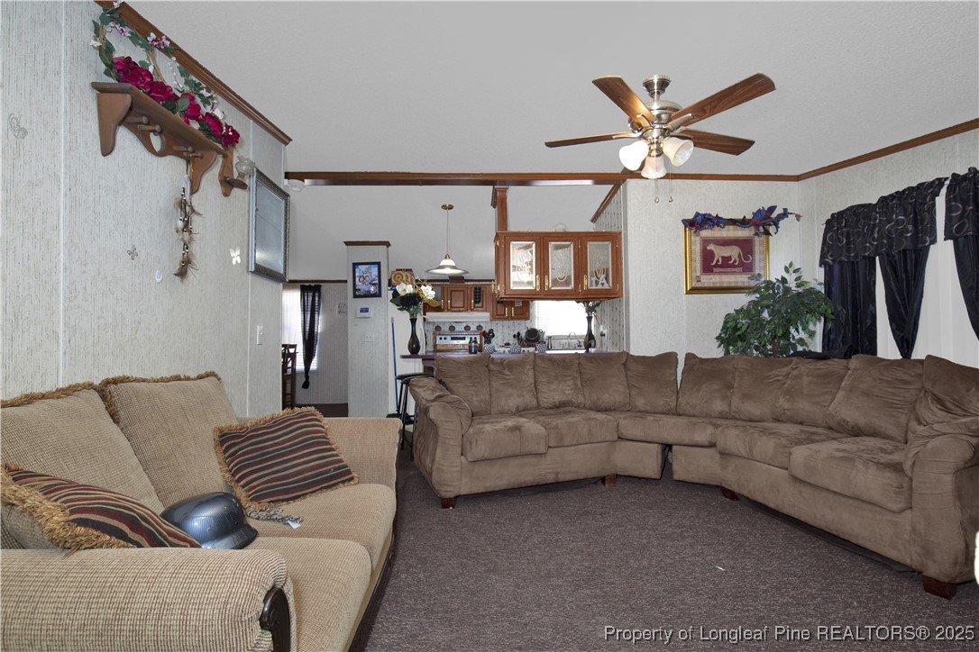 5065 Tobacco Road Orrum, NC 28369 - Photo 14 of 31 a living room with furniture and a chandelier