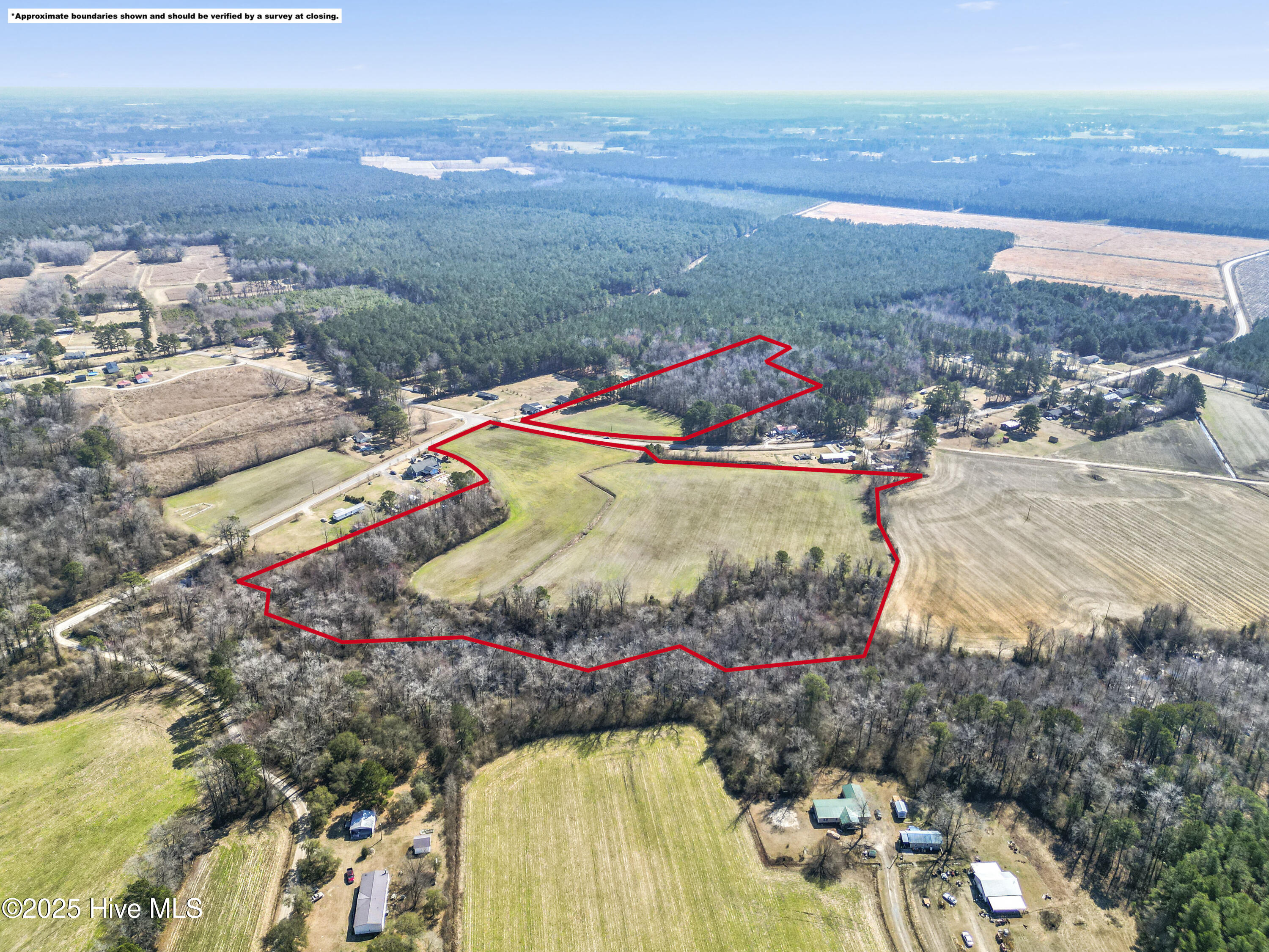 24-ac Bay Road Willard, NC 28478 - Photo 5 of 13 Boundary lines shown in drone images are approximate and for visual reference only. Buyers are advised to obtain a survey for accurate property lines prior to closing.