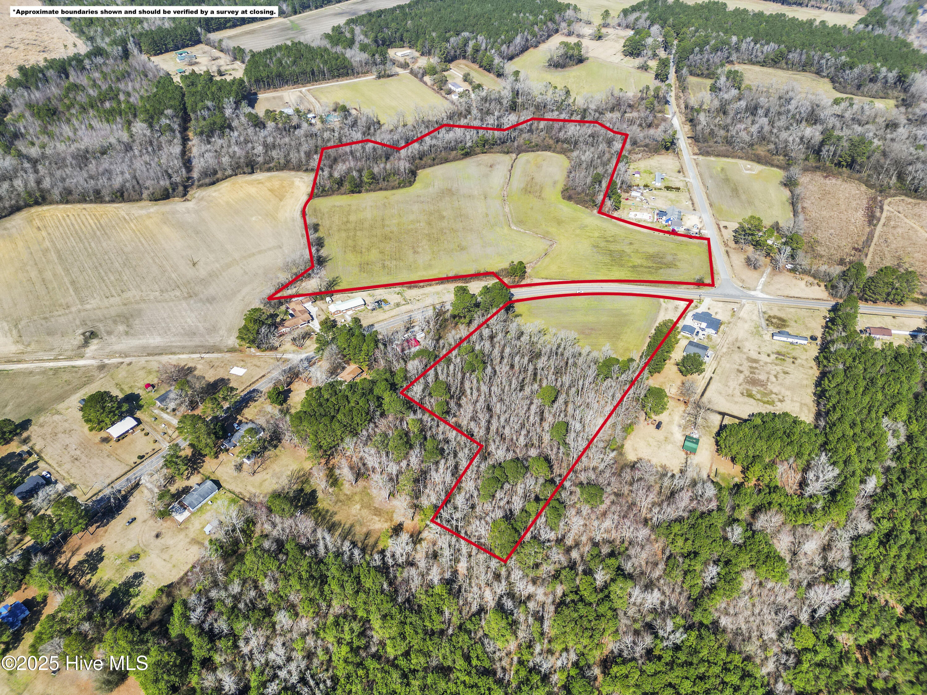 24-ac Bay Road Willard, NC 28478 - Photo 7 of 13 Boundary lines shown in drone images are approximate and for visual reference only. Buyers are advised to obtain a survey for accurate property lines prior to closing.