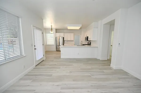 a view of an empty walk in closet