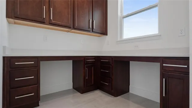 a room with cabinets