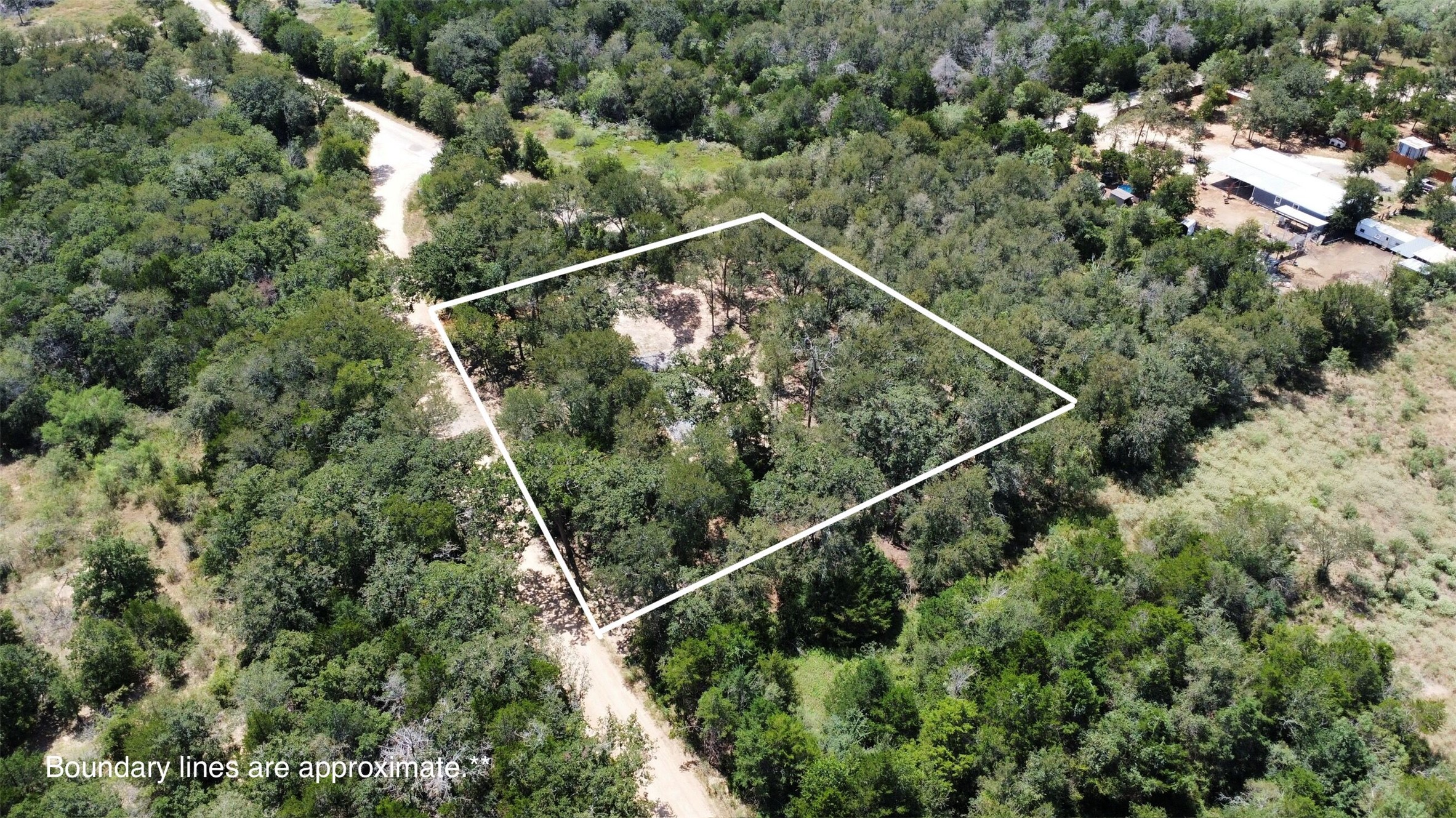 959 Carter Road Dale, TX 78616 - Photo 3 of 20 Mature trees blanket this expansive rural lot outlined by approximate property boundaries.