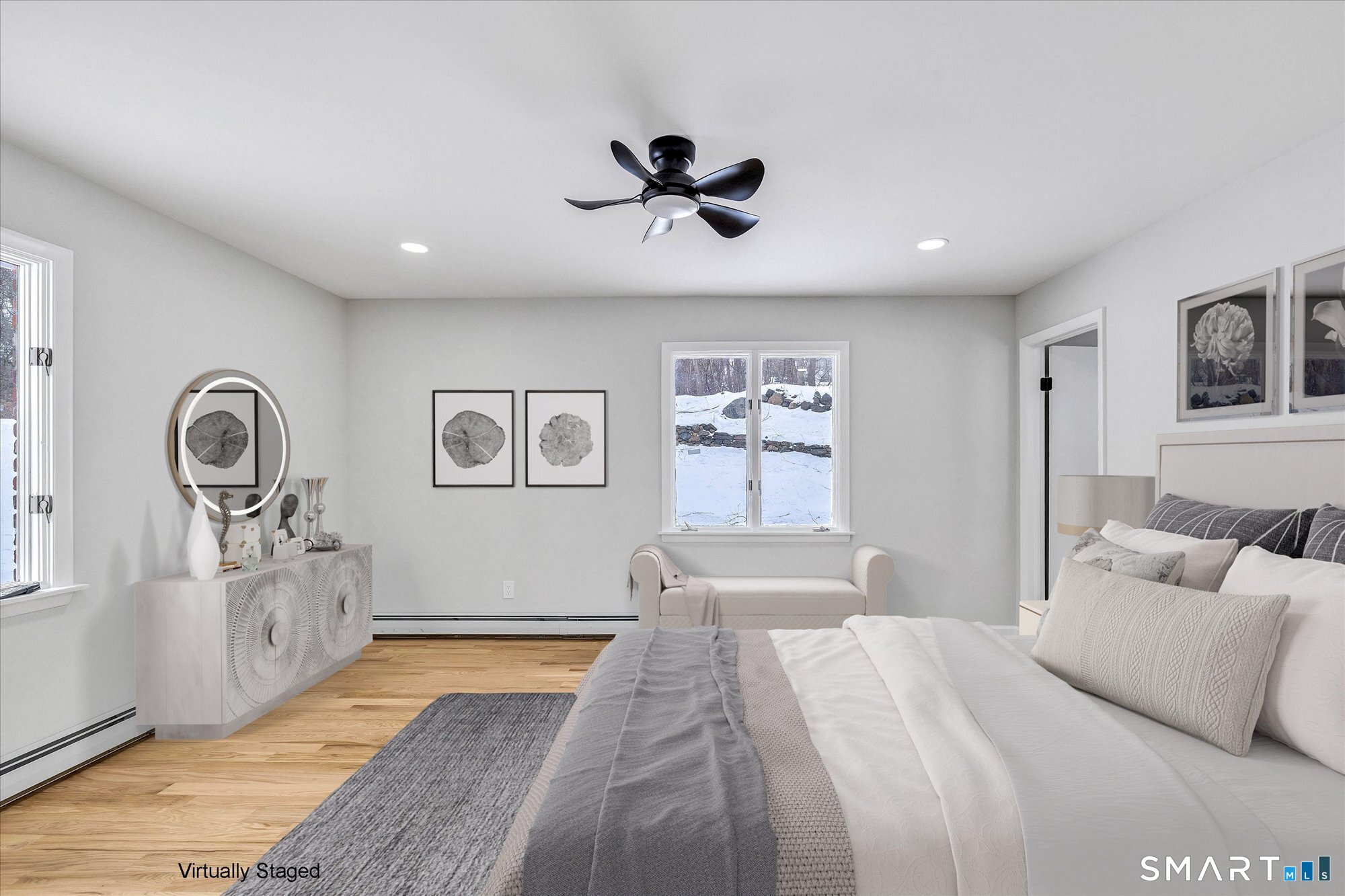 176 Strobel Road Trumbull, CT 06611 - Photo 20 of 39 a spacious bedroom with a bed and a chandelier