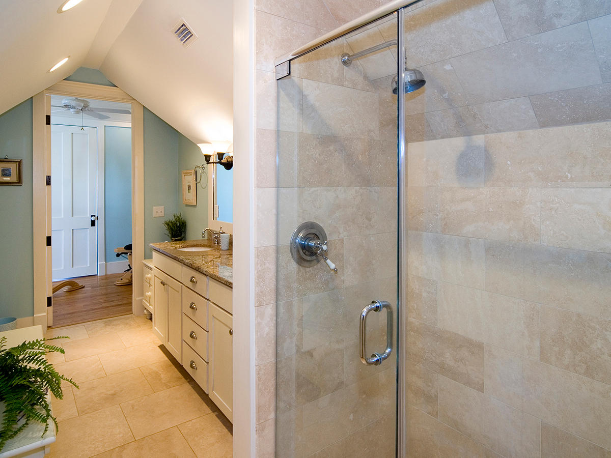 288 Blue Mountain Beach Road Santa Rosa Beach, FL 32459 - Photo 8 of 28 a bathroom with a double vanity sink a mirror and shower