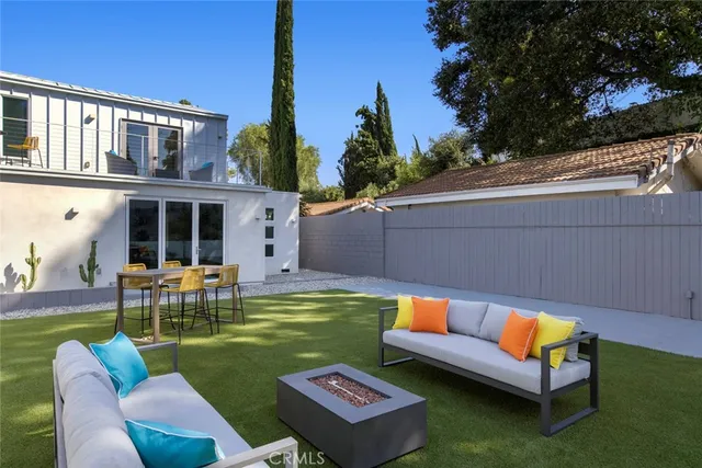 an aerial view of a residential houses with outdoor space
