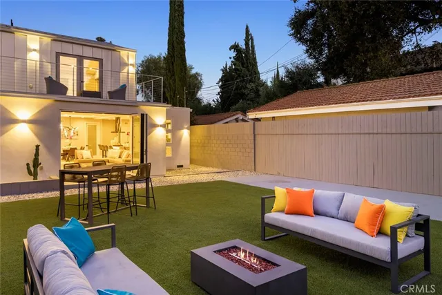 a view of a house with a white door