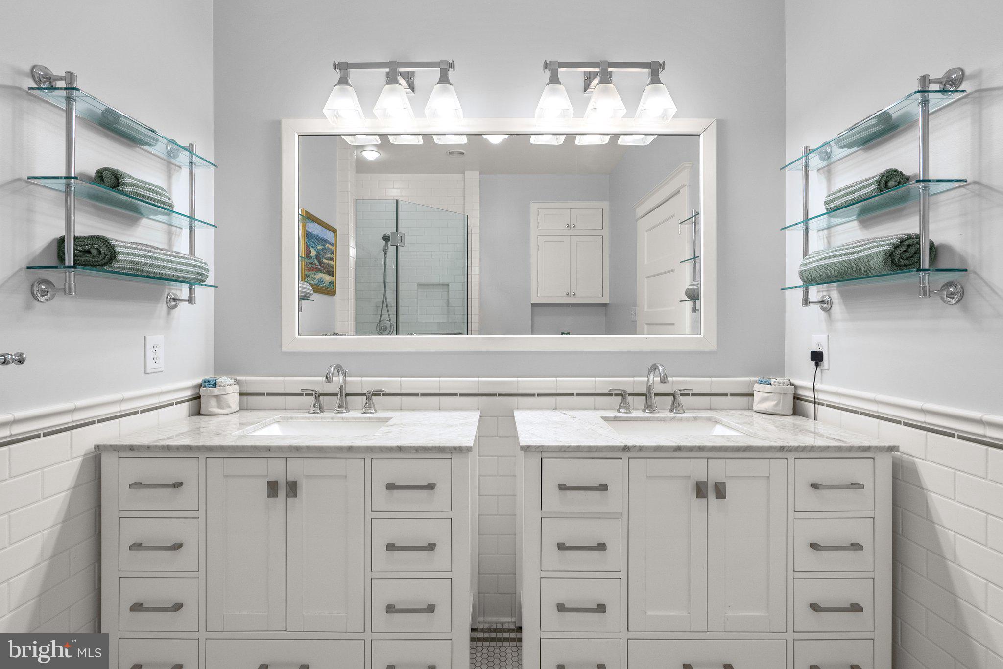 8409 Grove Street Silver Spring, MD 20910 - Photo 48 of 72 Primary bath with double marble vanities