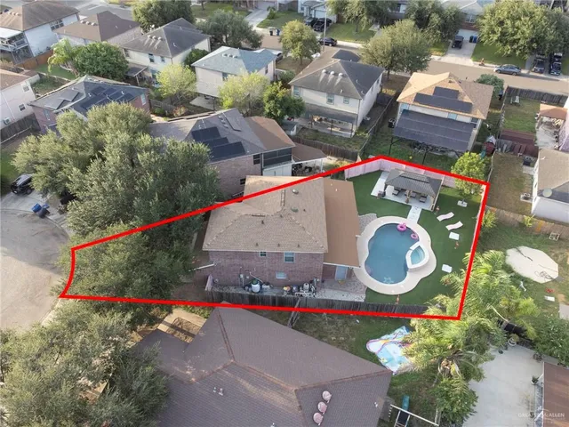 an aerial view of an and a building