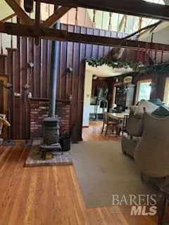 a view of a chairs and table in a patio