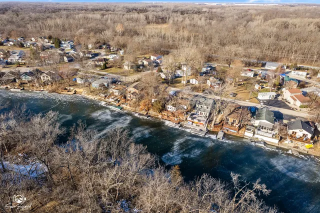 a view of a lake with houses