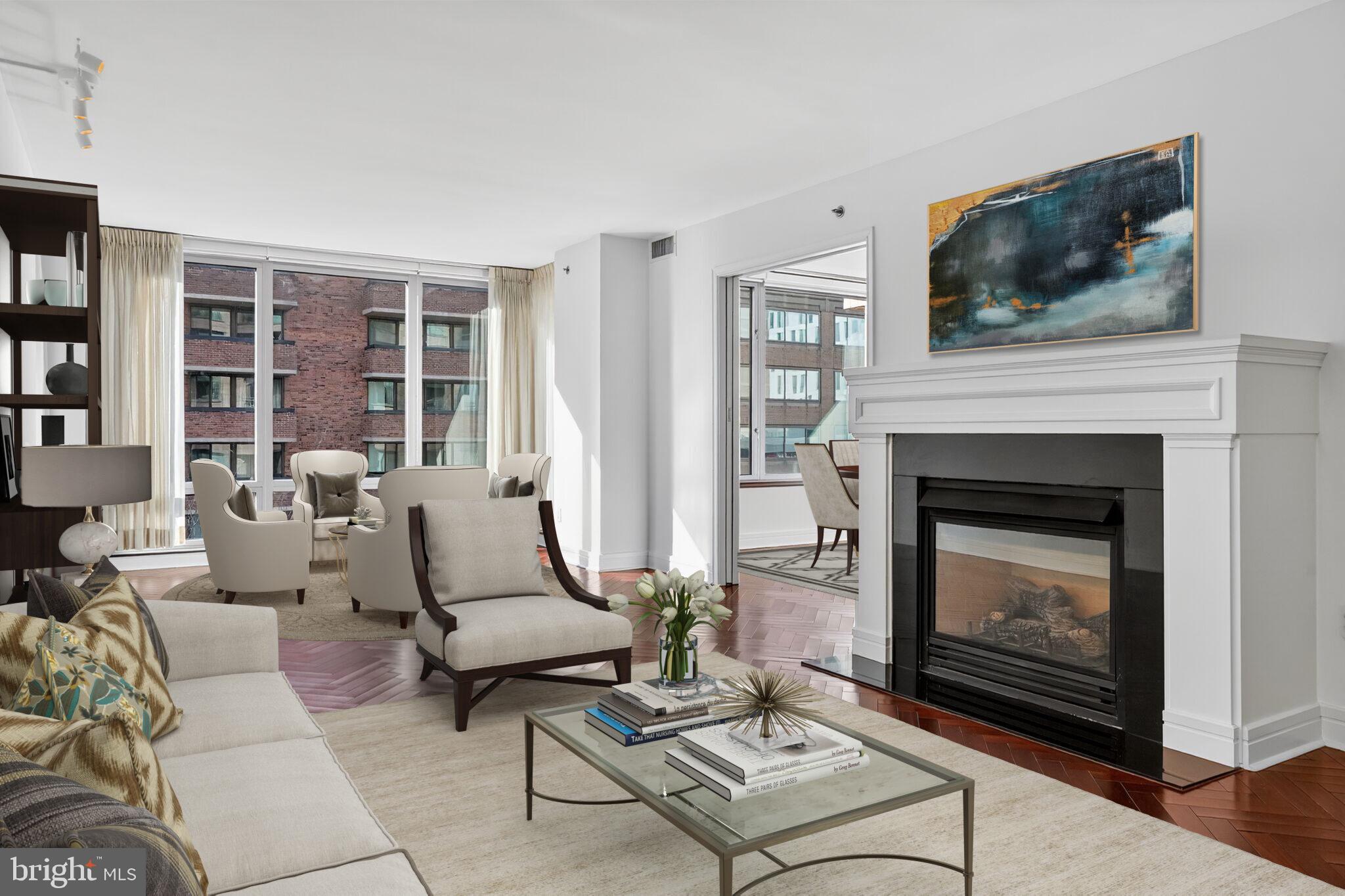 1155 23rd Street Northwest, Unit 5D Washington, DC 20037 - Photo 2 of 17 Expansive living room with terrace