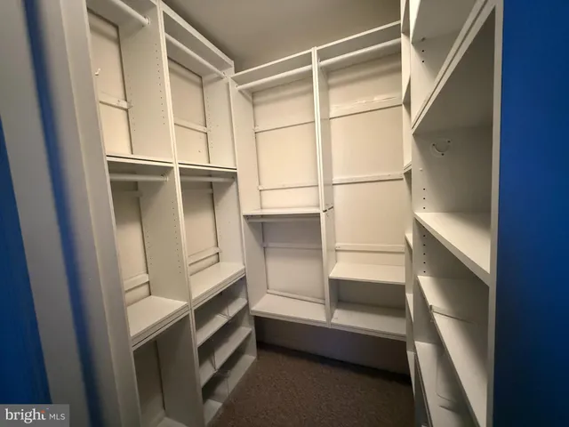 a view of an empty walk in closet