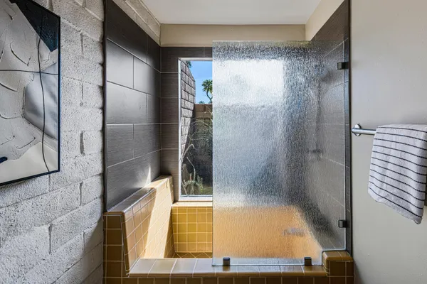 a bathroom with a shower