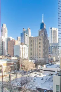 a view of a building and a street